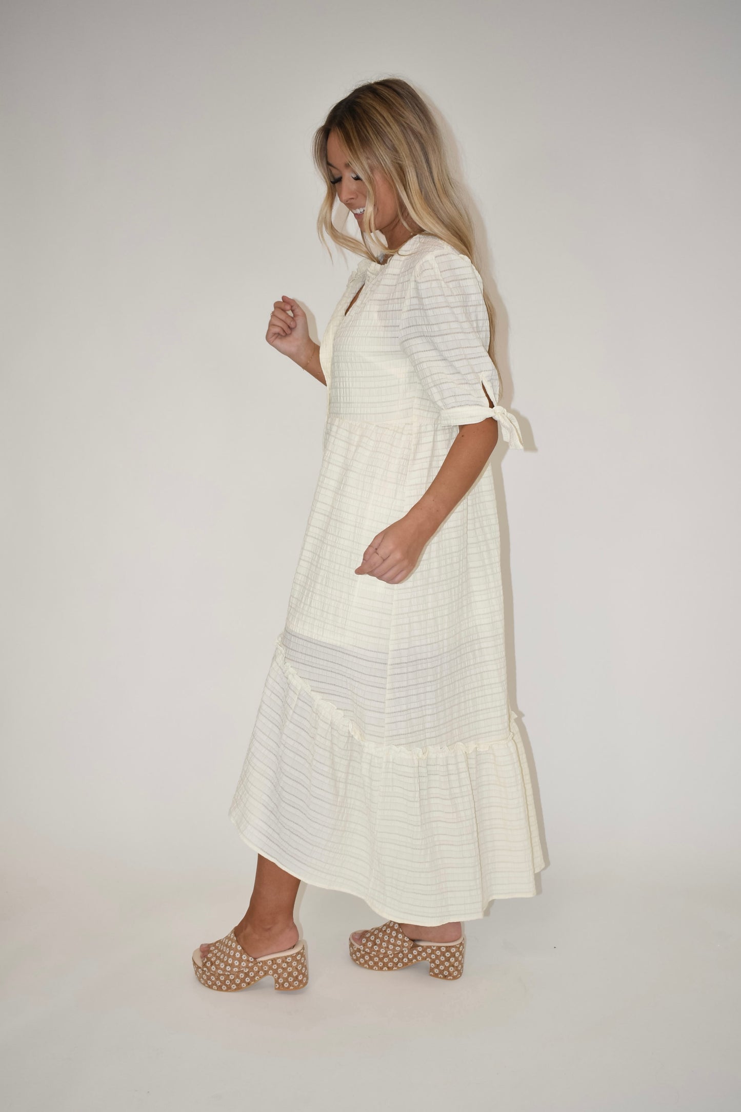 Ivory Textured Maxi Dress