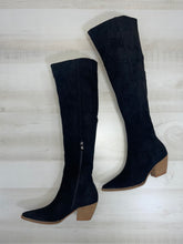 Load image into Gallery viewer, Black Suede Over the Knee Boots
