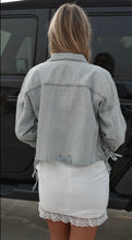 Load image into Gallery viewer, Lace Detail Cropped Denim Jacket
