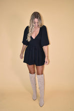 Load image into Gallery viewer, Black Puff Sleeve Romper
