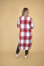 Load image into Gallery viewer, Red Flannel Coat Round Hemline
