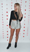 Load image into Gallery viewer, Diagonal Lace Up Long Sleeve Crop Top
