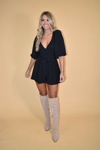 Load image into Gallery viewer, Black Puff Sleeve Romper

