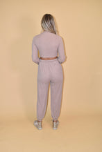Load image into Gallery viewer, Taupe Knit Long Sleeve Crop Top (part of a matching set sold separately)
