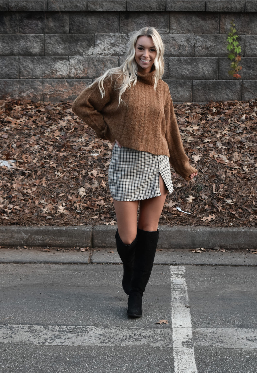 Rust Plaid Mini Skirt