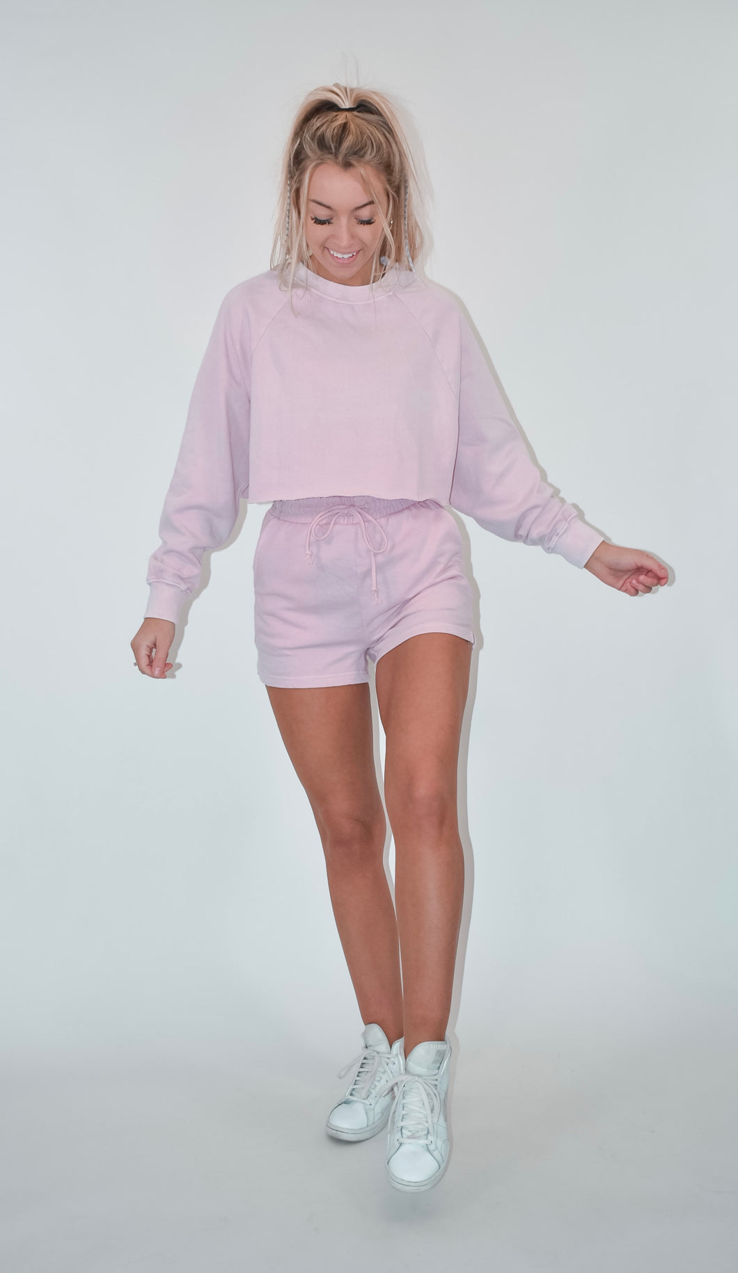 Pink Lavender Cropped Sweatshirt