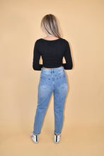 Load image into Gallery viewer, Black Knit Long Sleeve Crop Top PETITE
