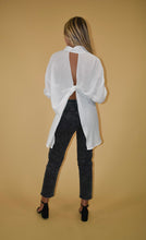 Load image into Gallery viewer, White Open Back Button Up Blouse

