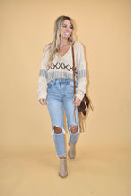 Load image into Gallery viewer, Oatmeal V neck Stitch Detail Sweater
