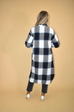 Load image into Gallery viewer, Blue Flannel Coat Round Hemline
