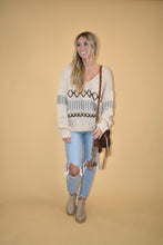 Load image into Gallery viewer, Oatmeal V neck Stitch Detail Sweater
