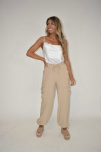Load image into Gallery viewer, Tan Drawstring Cargo Pants
