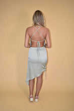 Load image into Gallery viewer, Sage Asymmetrical Satin Dress
