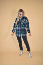 Load image into Gallery viewer, Green &amp; Navy Flannel Shacket

