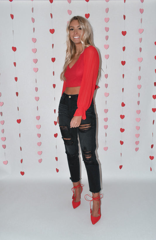 Black Distressed Mom Jeans