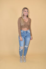 Load image into Gallery viewer, Camel Knit Long Sleeve Crop Top PETITE
