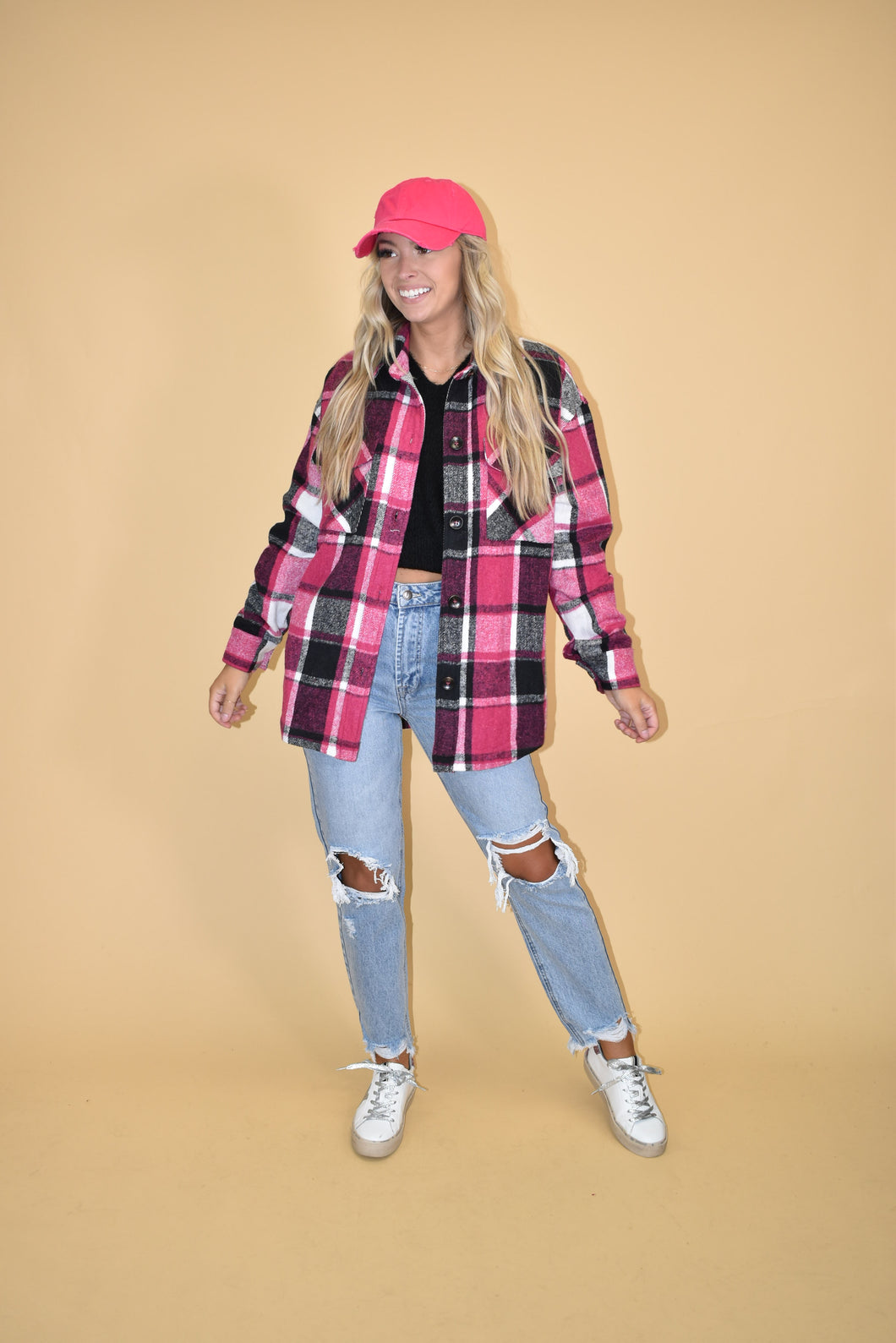 Hot Pink Flannel Shacket