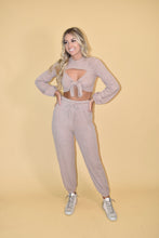 Load image into Gallery viewer, Taupe Knit Long Sleeve Crop Top (part of a matching set sold separately)
