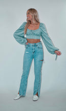 Load image into Gallery viewer, Sage Puff Long Sleeve Crop Top
