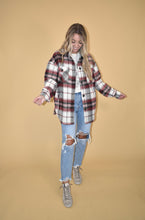 Load image into Gallery viewer, Red &amp; Ivory Flannel Shacket
