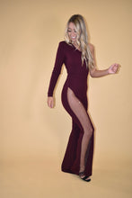 Load image into Gallery viewer, Maroon Rhinestone One Shoulder Jumpsuit
