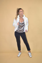 Load image into Gallery viewer, Silver Velvet Cowl Neck Tank Top
