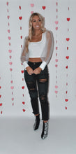 Load image into Gallery viewer, Black Distressed Mom Jeans
