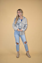 Load image into Gallery viewer, Blue Patchwork Plaid Shacket

