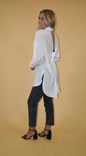 Load image into Gallery viewer, White Open Back Button Up Blouse
