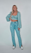 Load image into Gallery viewer, Sage Puff Long Sleeve Crop Top

