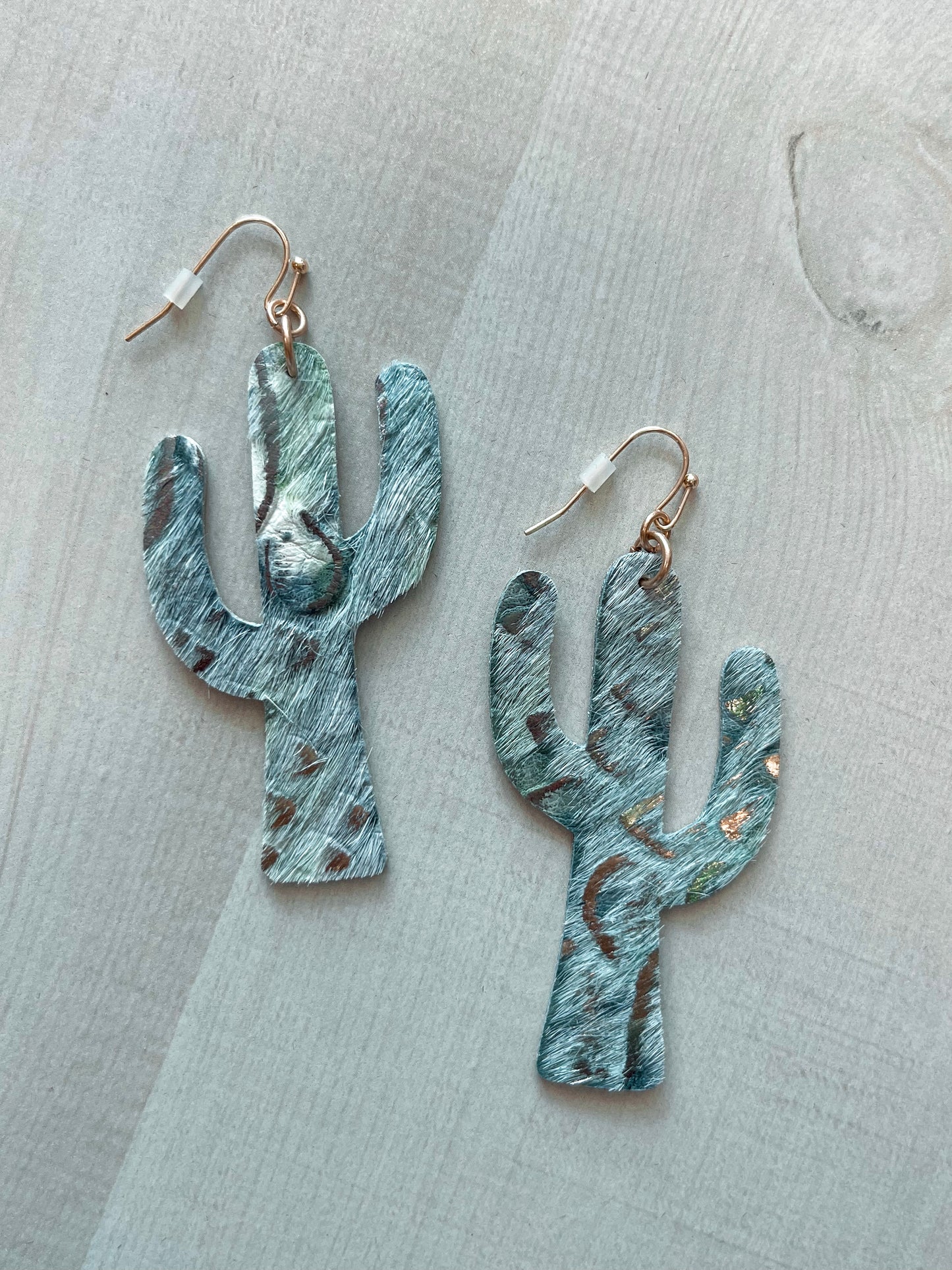 Genuine Leather Cowhide Cactus Earrings