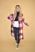 Load image into Gallery viewer, Red Flannel Coat Round Hemline

