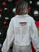 Load image into Gallery viewer, Rhinestone Fringe Denim Jacket - white
