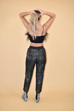 Load image into Gallery viewer, Black Suede Feather Crop Top

