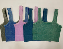 Load image into Gallery viewer, Acid Wash Ribbed Square Neck Cami
