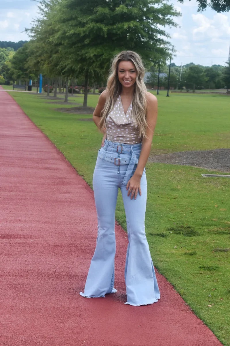 Double Buckle Flare Jeans