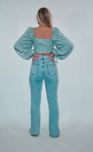 Load image into Gallery viewer, Sage Puff Long Sleeve Crop Top
