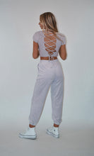 Load image into Gallery viewer, Lilac Crochet Short Sleeve Crop Top
