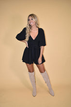 Load image into Gallery viewer, Black Puff Sleeve Romper
