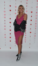 Load image into Gallery viewer, Rhinestone Fringe Black Denim Jacket
