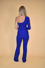 Load image into Gallery viewer, Blue Rhinestone One Shoulder Jumpsuit
