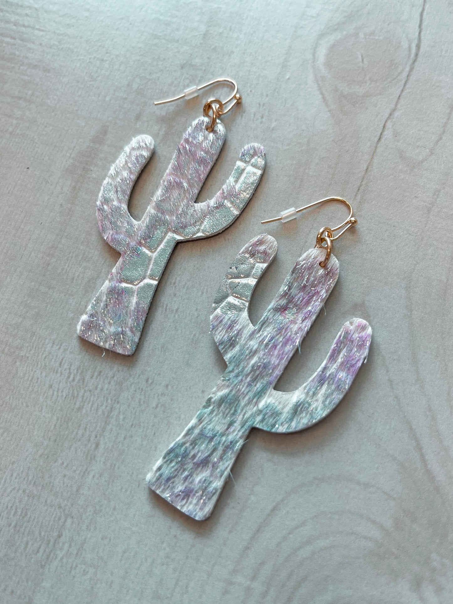 Genuine Leather Cowhide Cactus Earrings