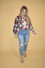 Load image into Gallery viewer, Burnt Orange Cropped Flannel Jacket
