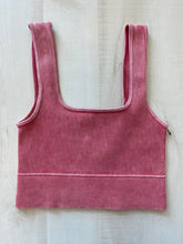 Load image into Gallery viewer, Acid Wash Ribbed Square Neck Cami
