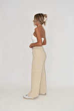 Load image into Gallery viewer, Beige Straight Leg Cargo Pants
