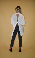 Load image into Gallery viewer, White Open Back Button Up Blouse
