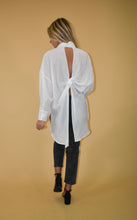 Load image into Gallery viewer, White Open Back Button Up Blouse
