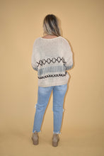 Load image into Gallery viewer, Oatmeal V neck Stitch Detail Sweater
