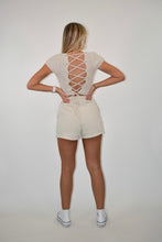 Load image into Gallery viewer, Khaki Crochet Short Sleeve Crop Top
