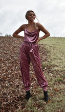 Load image into Gallery viewer, Hot Pink Velvet Cowl Neck Tank Top
